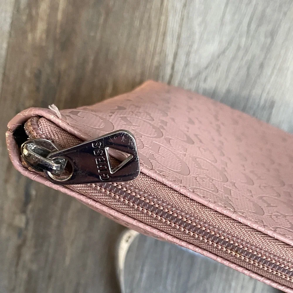 GUESS Pink Logo Cosmetic Bag